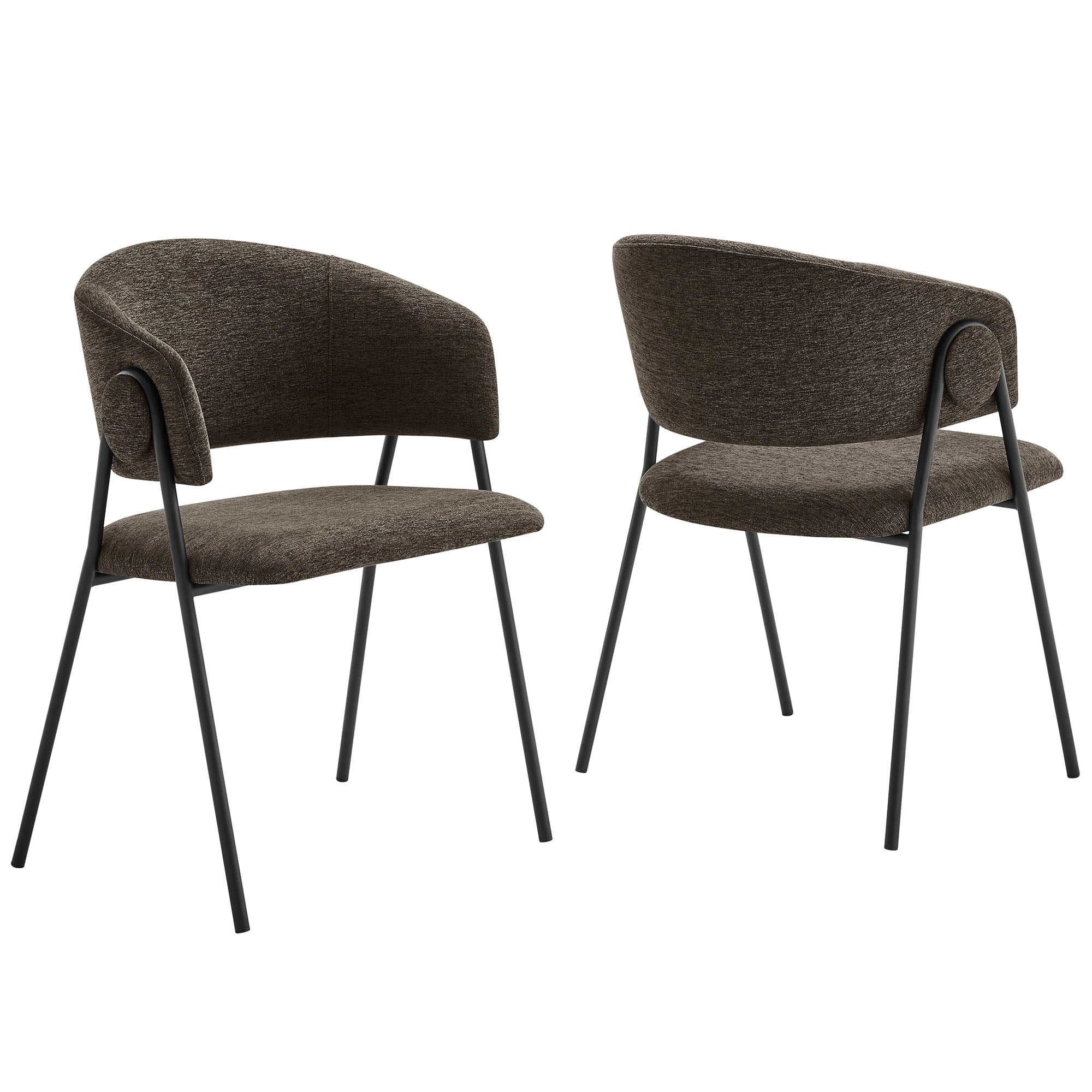 Nella Upholstered Heathered Chenille Dining Chairs Set of 2 - EEI-7045-JAV-BLK