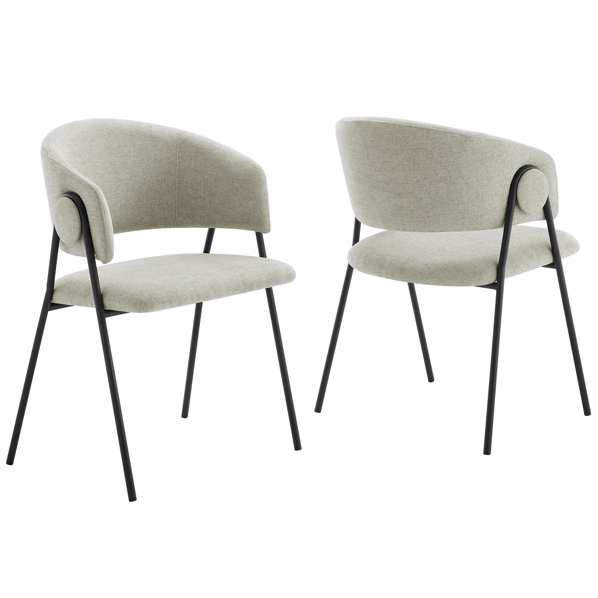 Nella Upholstered Heathered Chenille Dining Chairs Set of 2 - EEI-7045-TAU-BLK