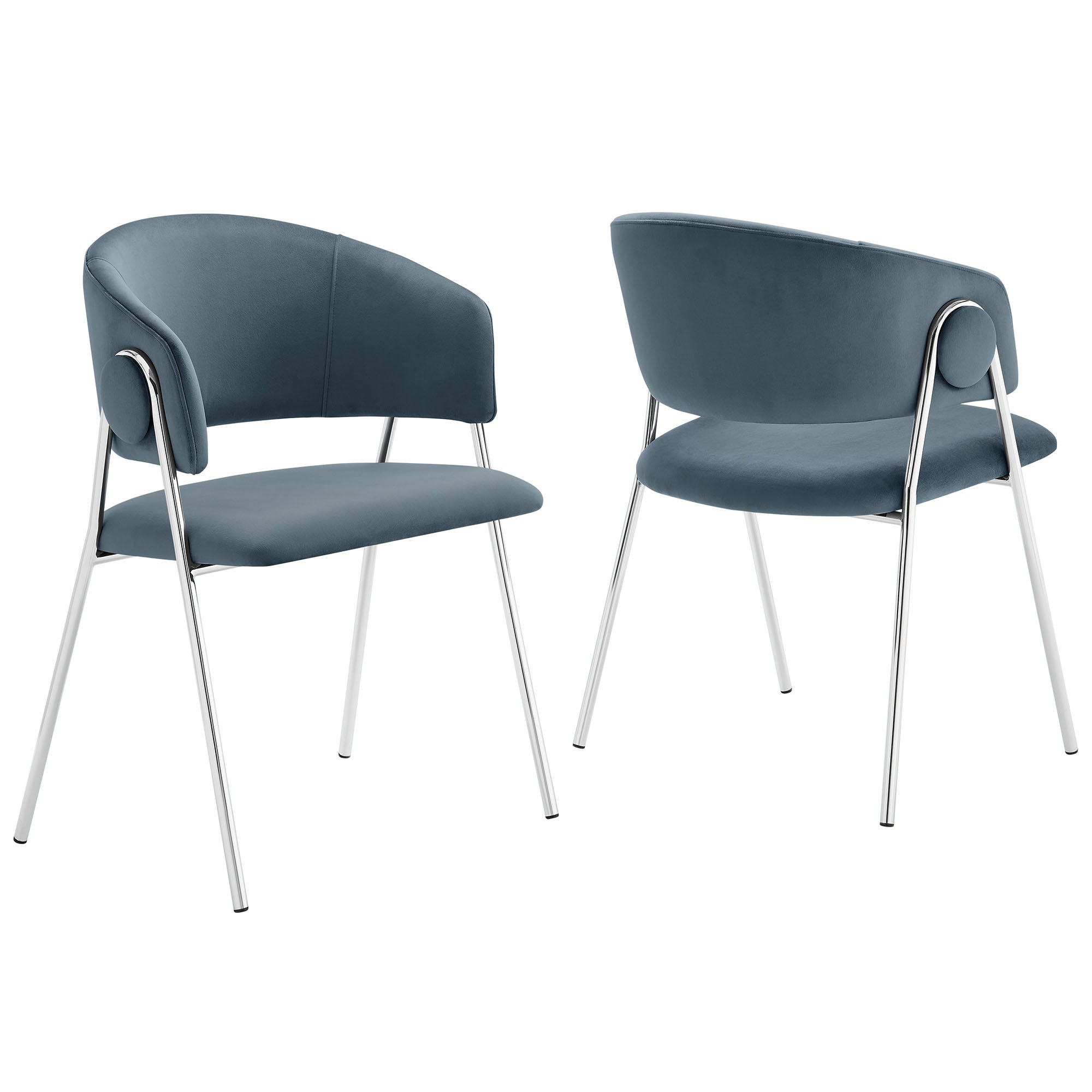 Nella Upholstered Performance Velvet Dining Chair Set of 2 - EEI-7046-CAD-SLV