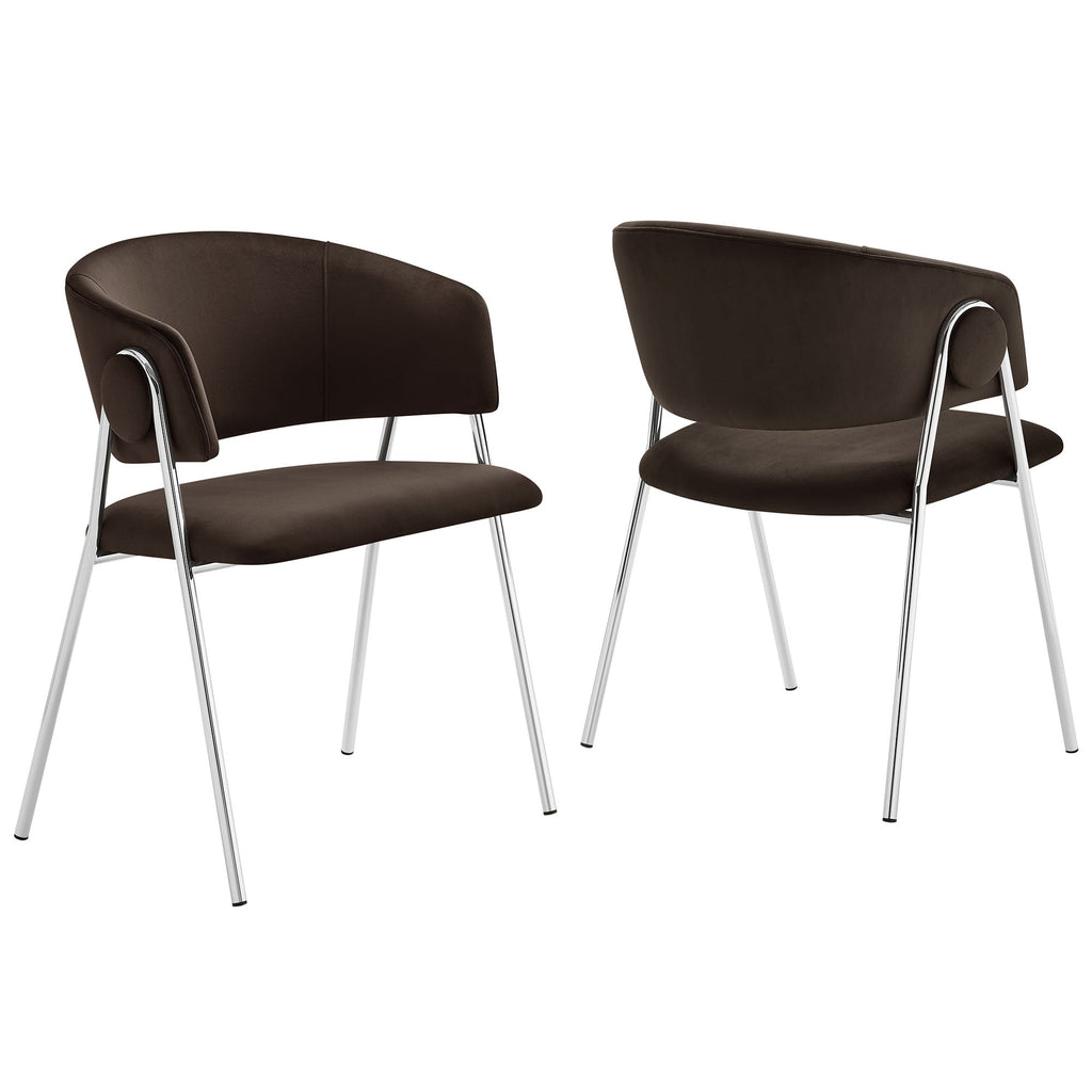 Nella Upholstered Performance Velvet Dining Chair Set of 2 - EEI-7046-CHB-SLV