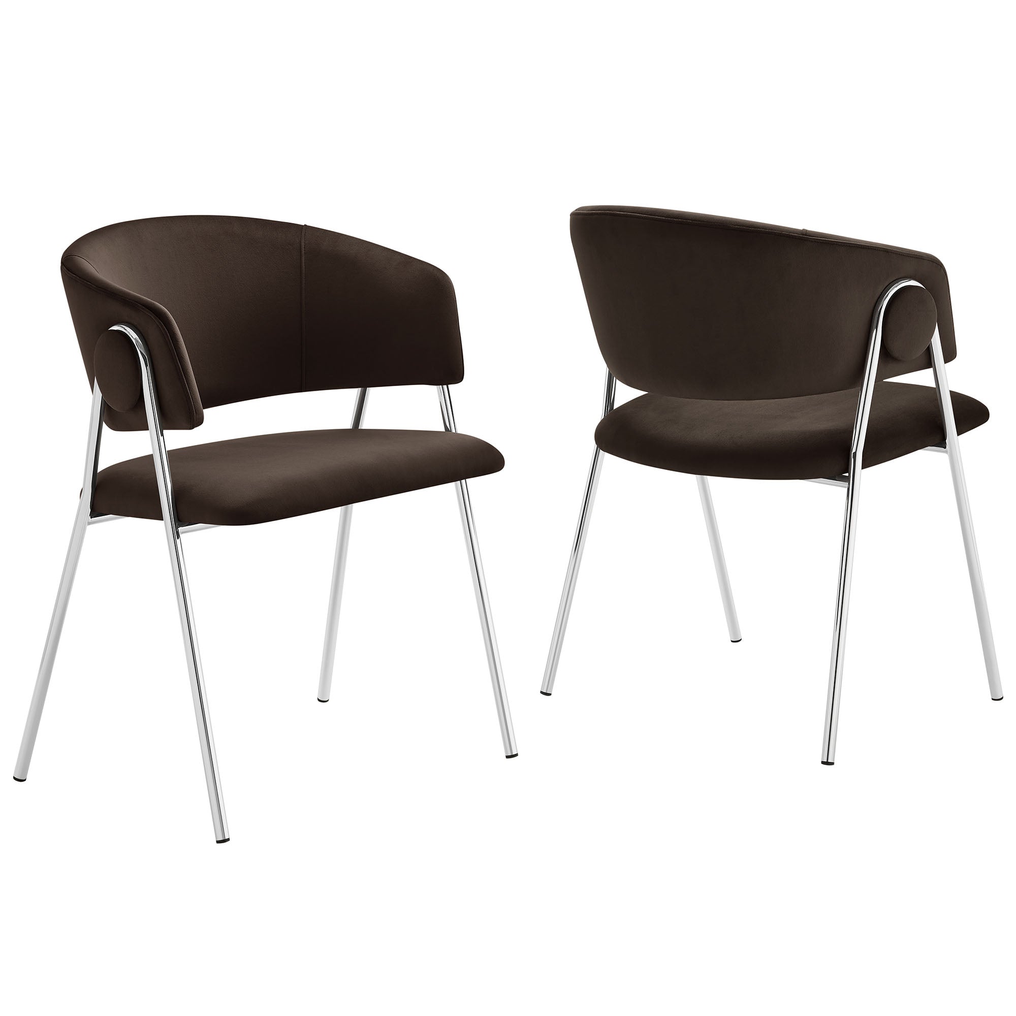 Nella Upholstered Performance Velvet Dining Chair Set of 2 - EEI-7046-CHB-SLV
