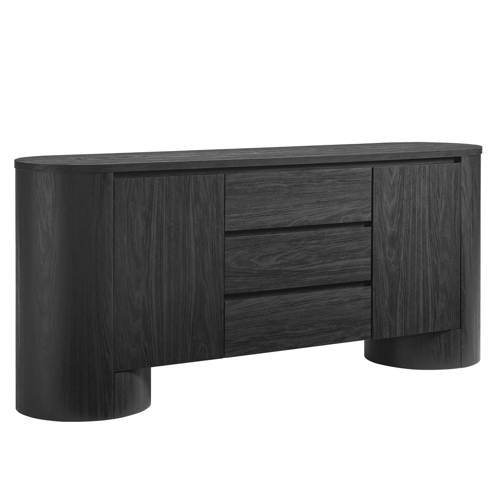Duval 71" Rounded Sideboard Storage Cabinet - EEI-7050-BLK