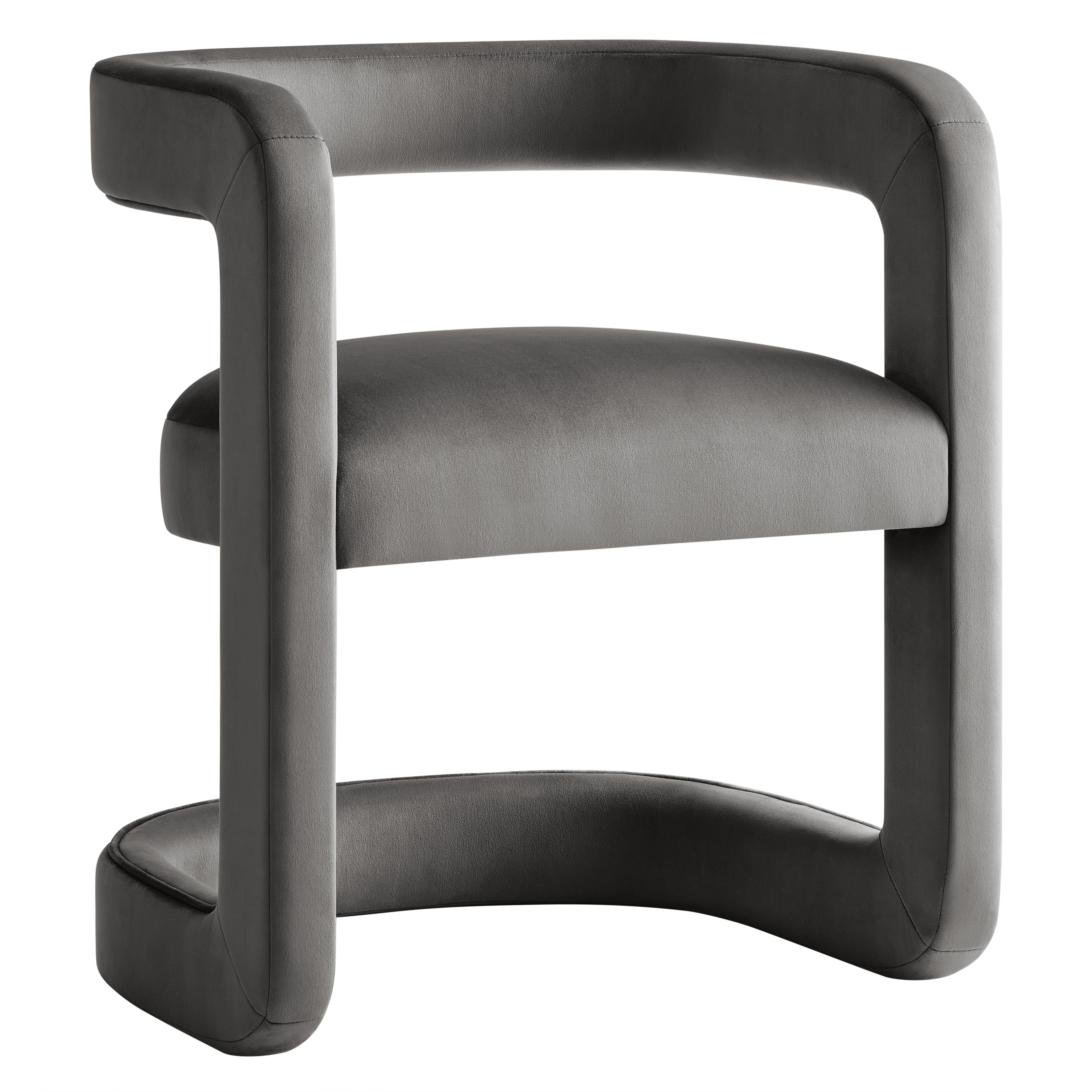 Winslow  Barrel Performance Velvet Dining Chair - EEI-7052-STG