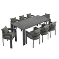 Tahoe 9-Piece Outdoor Patio Aluminum Dining Set - EEI-7059-GRY-CHA-SET