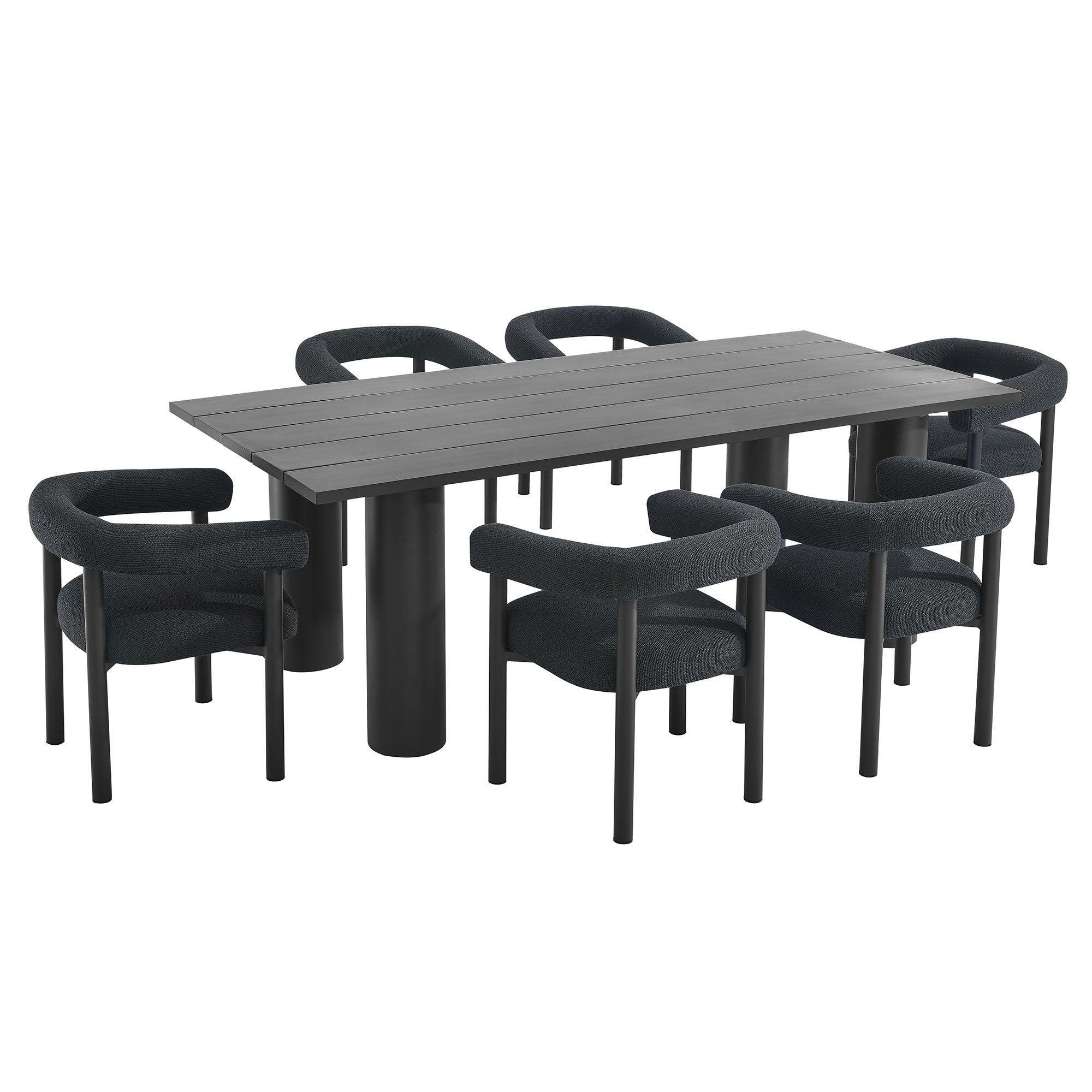 Nautica 7-Piece Rectangular Outdoor Patio Aluminum Dining Table and Chairs Set - EEI-7062-CHA-GPH