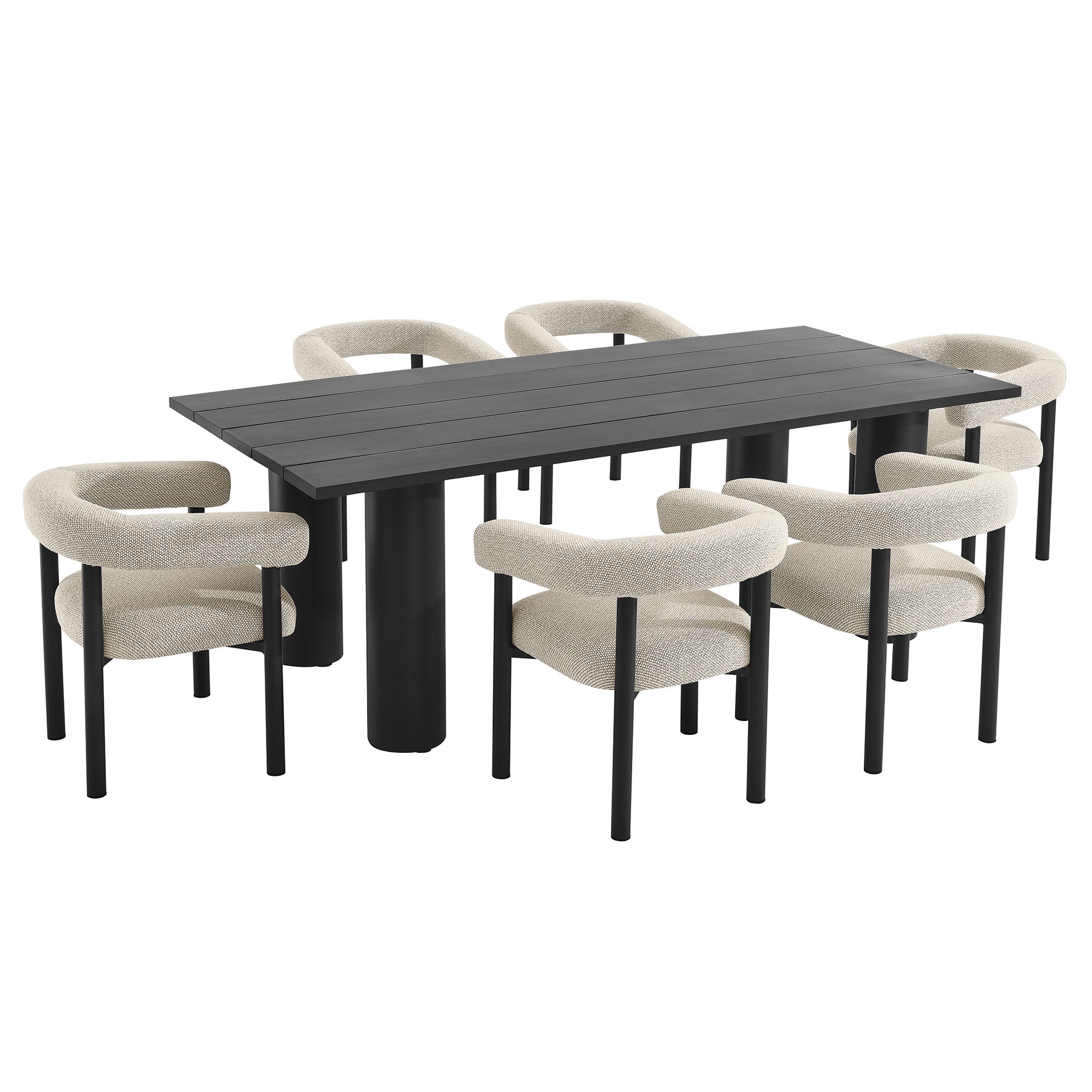 Nautica 7-Piece Rectangular Outdoor Patio Aluminum Dining Table and Chairs Set - EEI-7062-IVO-GPH
