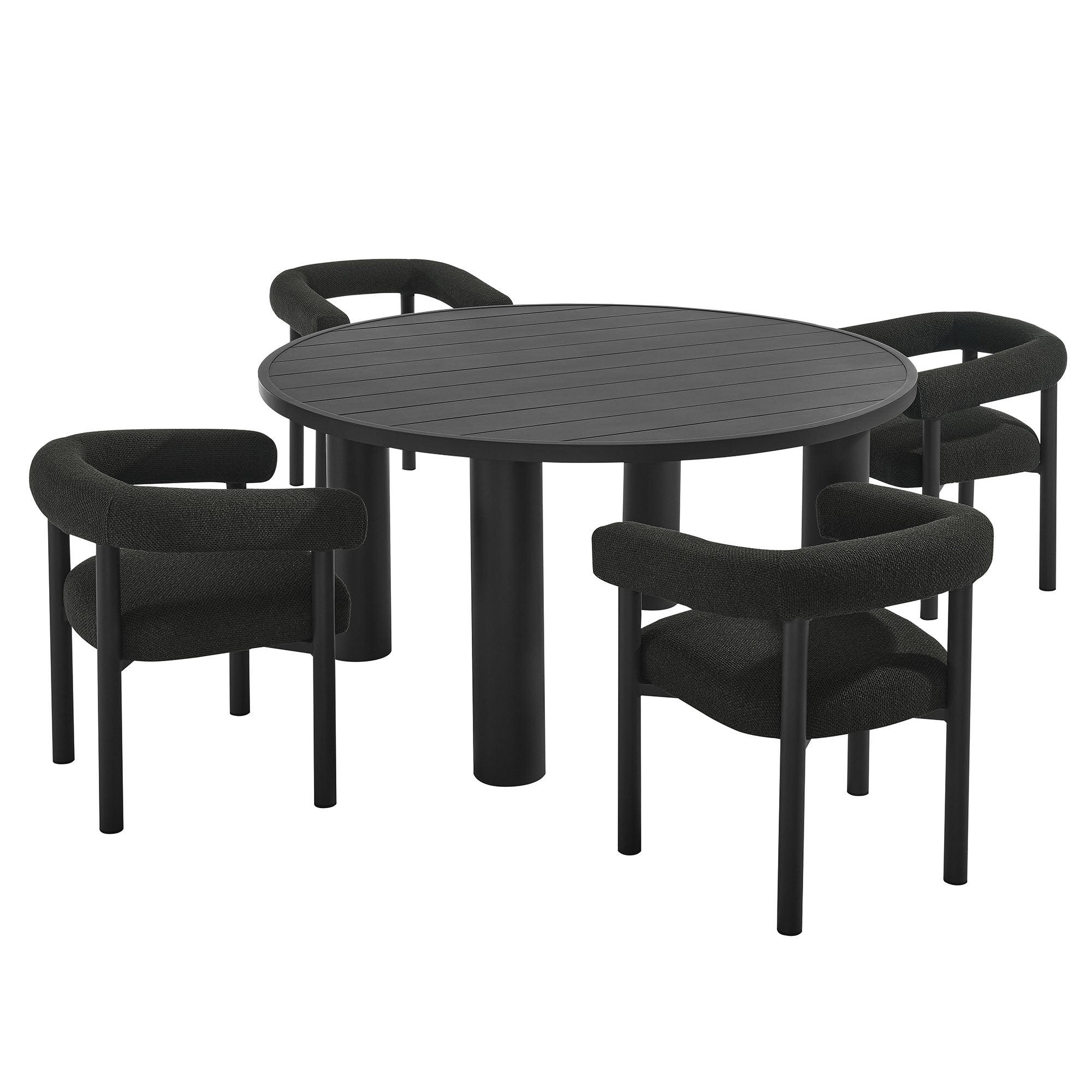 Nautica 5-Piece Round Outdoor Patio Aluminum Dining Table and Chairs Set - EEI-7063-CHA-GPH
