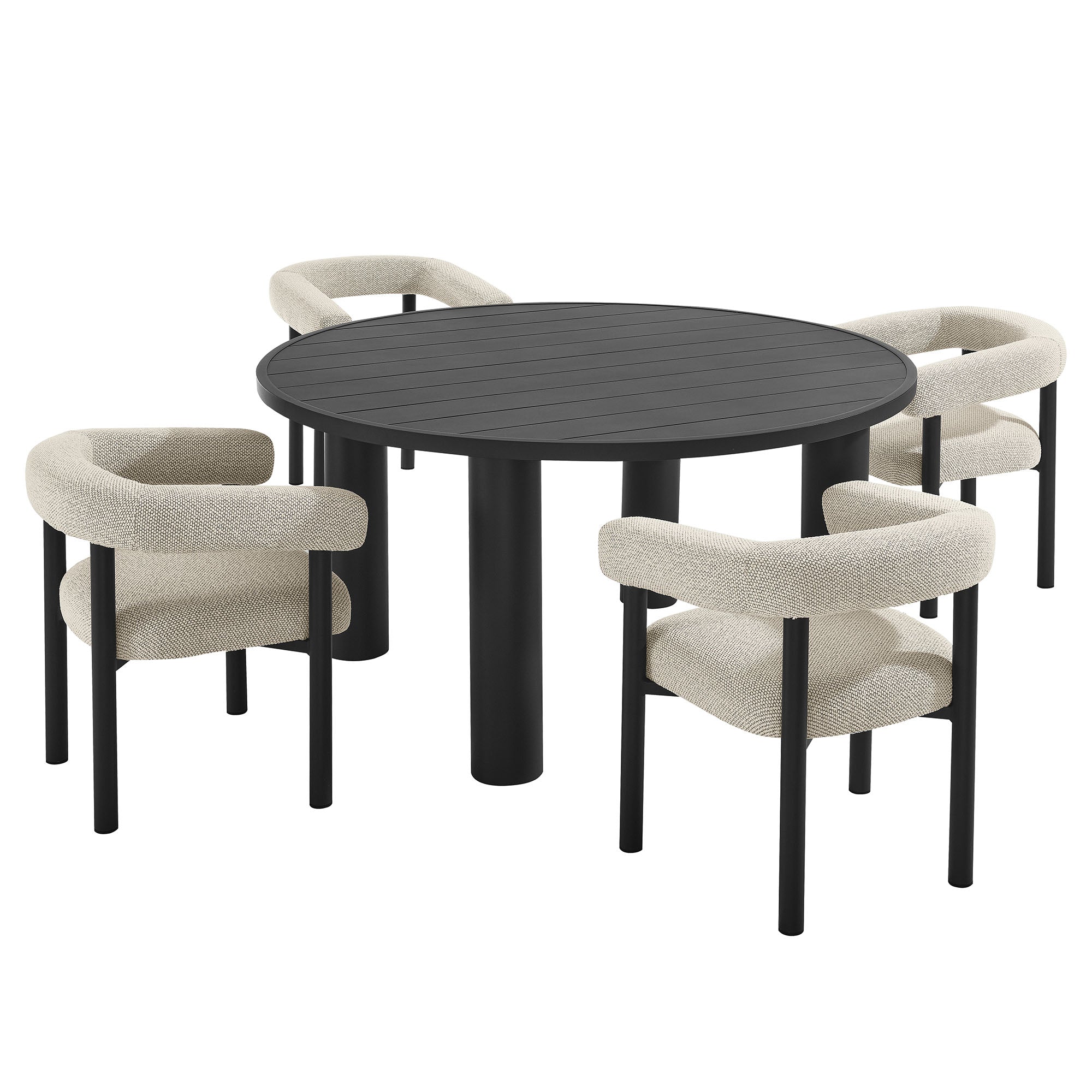 Nautica 5-Piece Round Outdoor Patio Aluminum Dining Table and Chairs Set - EEI-7063-IVO-GPH