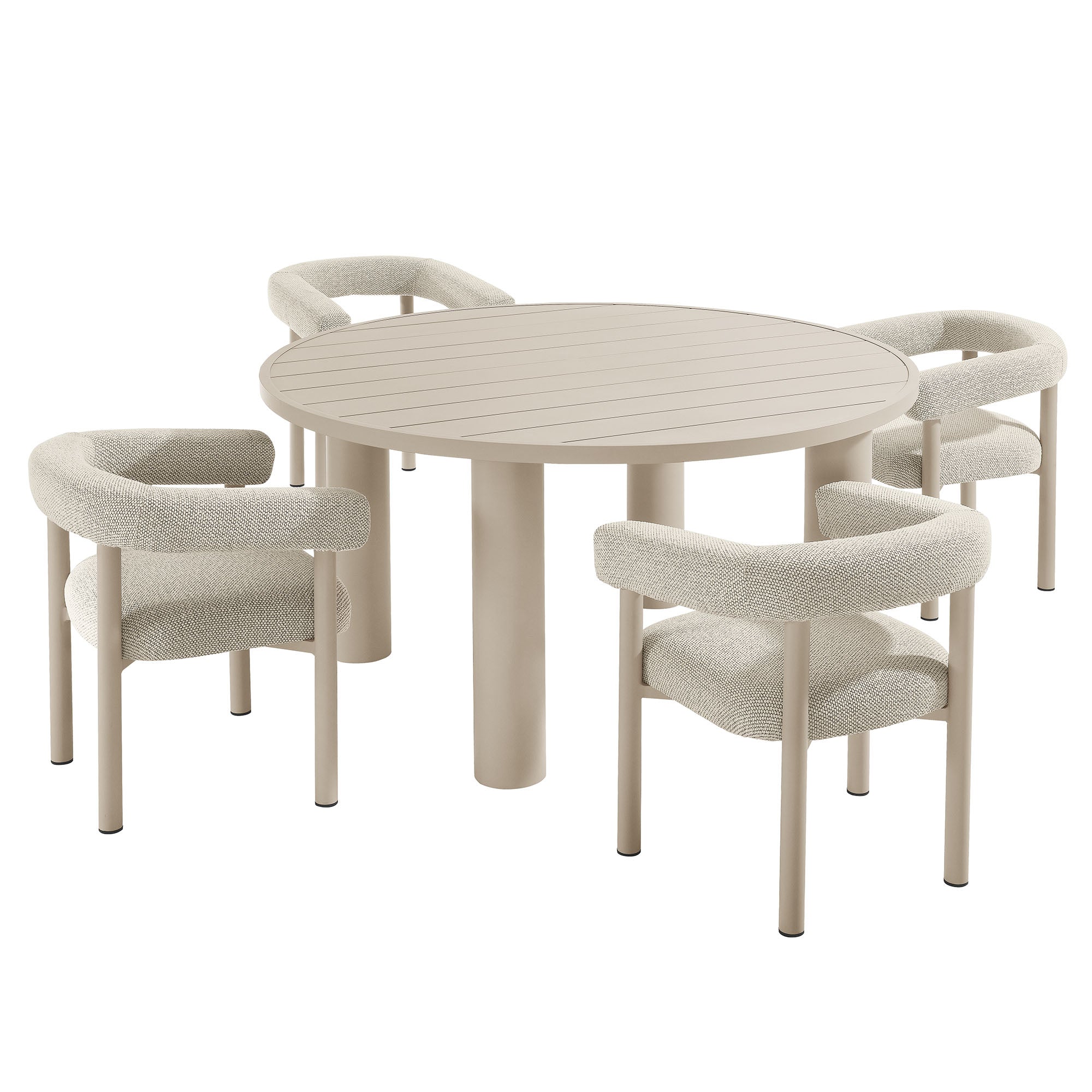 Nautica 5-Piece Round Outdoor Patio Aluminum Dining Table and Chairs Set - EEI-7063-IVO-TAU
