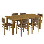 Parkland 7-Piece Rectangular Outdoor Patio Rattan and Aluminum Dining Table and Chairs Set - EEI-7064-NAT