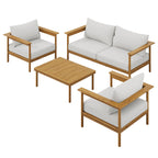 Wren 4-Piece Outdoor Patio Teak Wood Furniture Set - EEI-7065-NAT-SAI