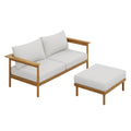 Wren 2-Piece Outdoor Patio Teak Wood Sofa and Ottoman Set - EEI-7066-NAT-SAI