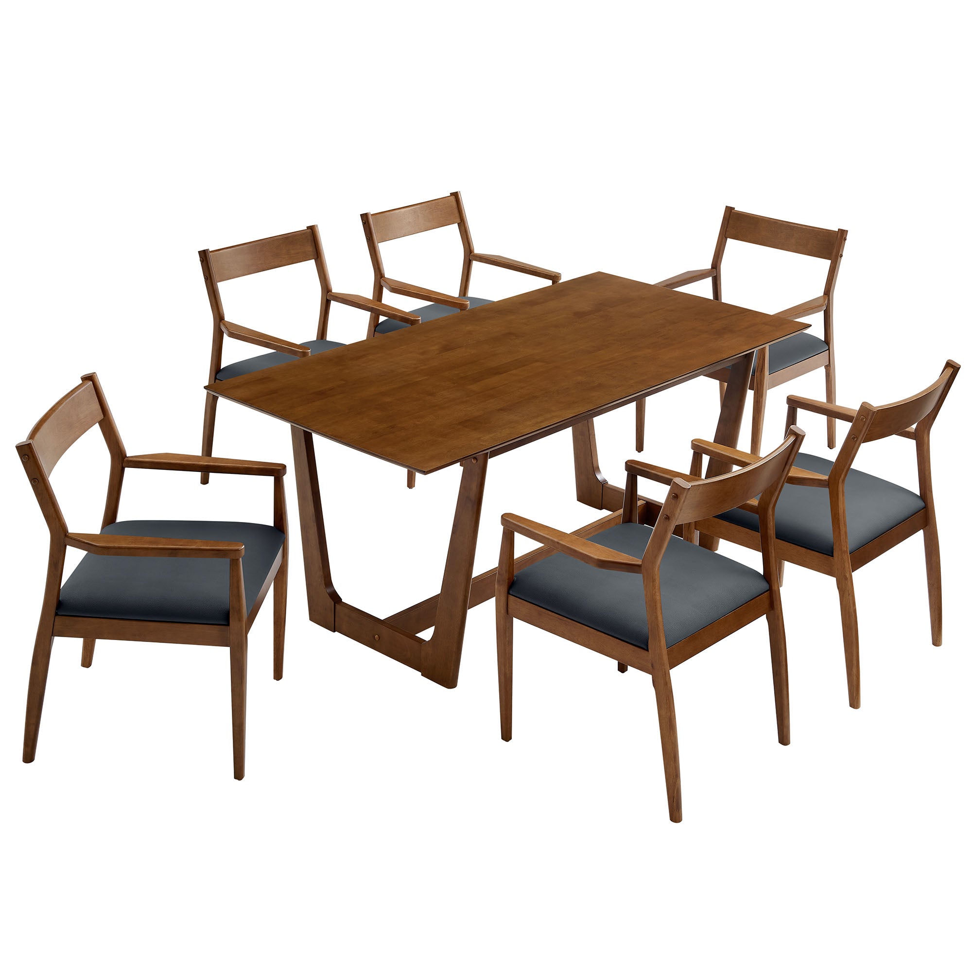 Solara 7-Piece Wood Dining Set - EEI-7075-WAL-BLK