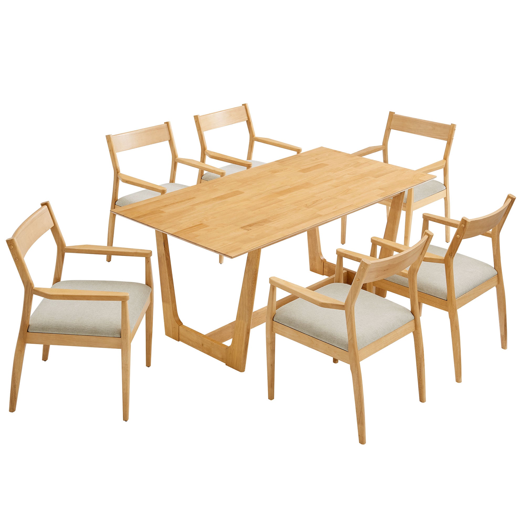 Solara 7-Piece Wood Dining Set - EEI-7076-NAT-HEB