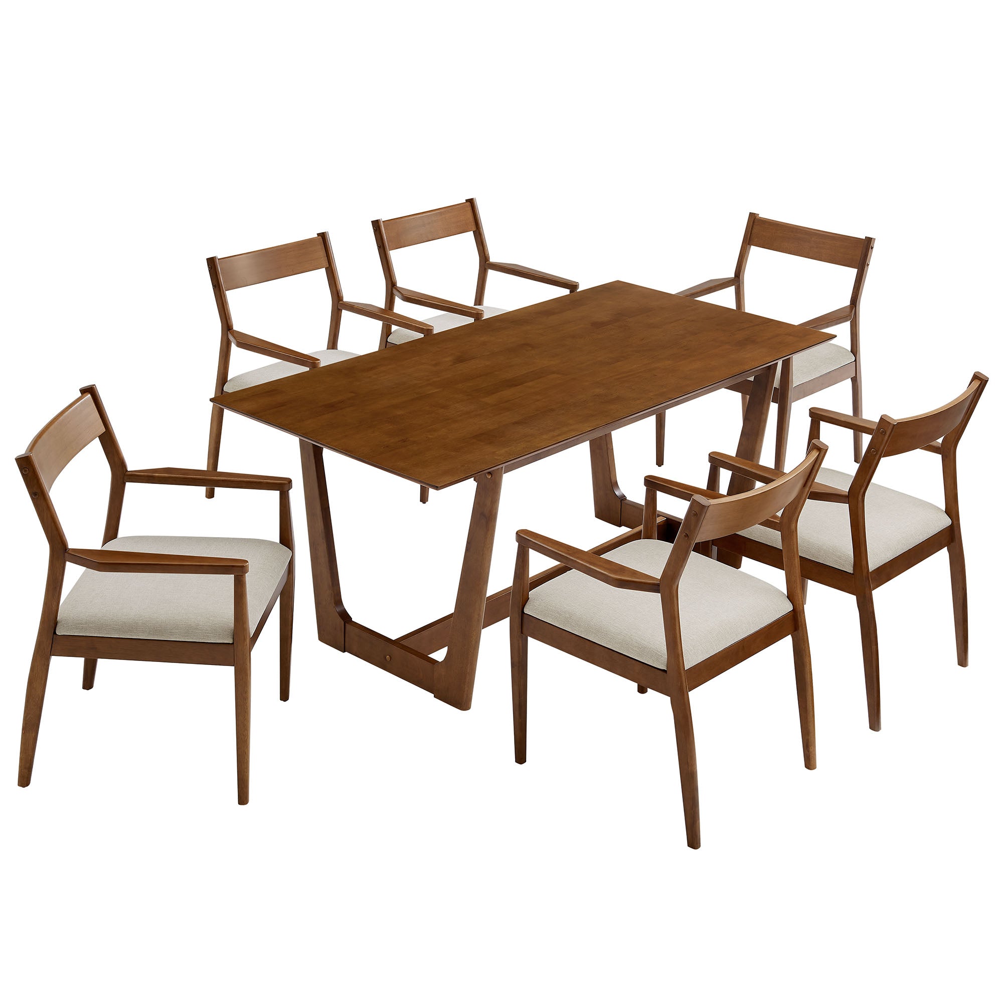 Solara 7-Piece Wood Dining Set - EEI-7076-WAL-HEB