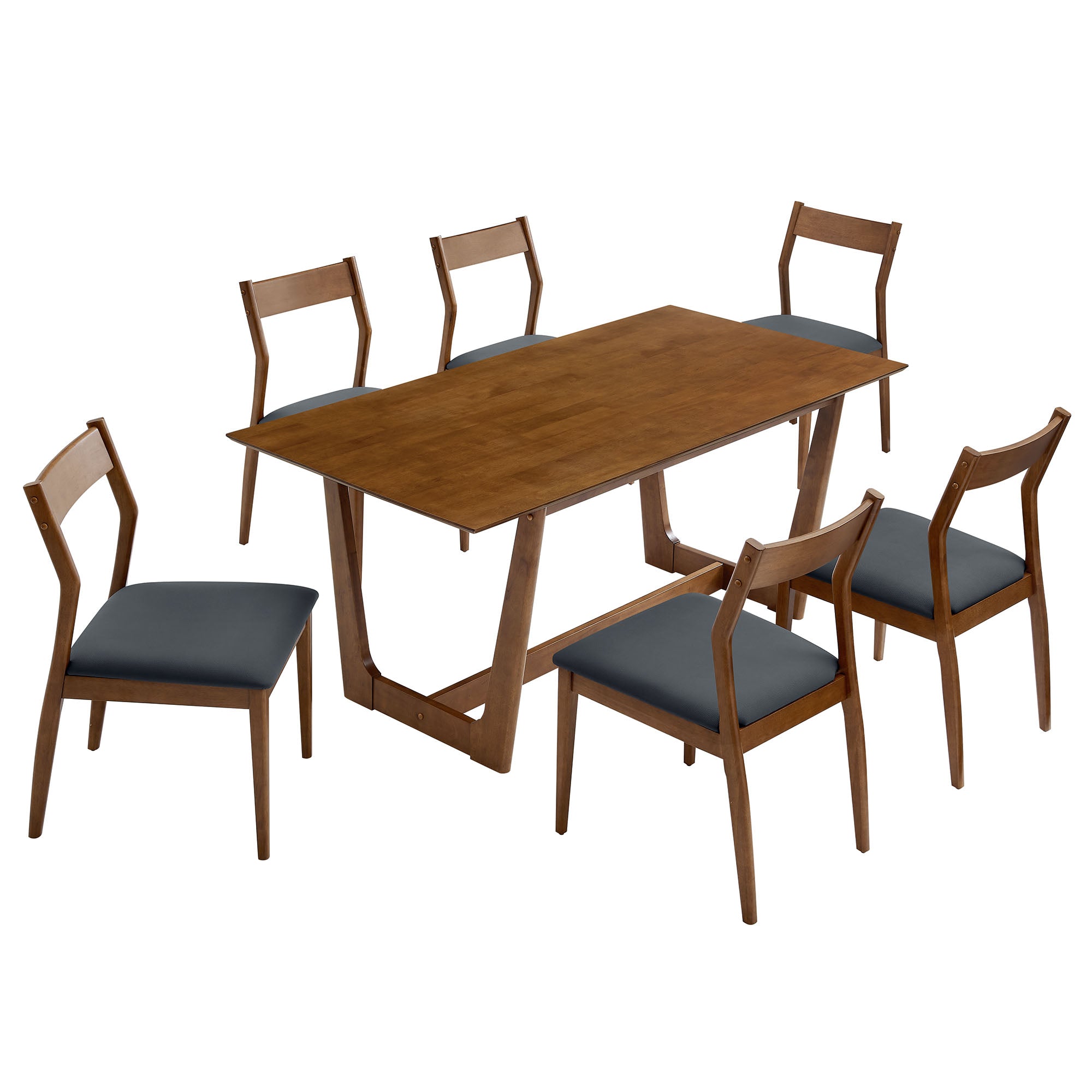 Solara 7-Piece Wood Dining Set - EEI-7078-WAL-BLK