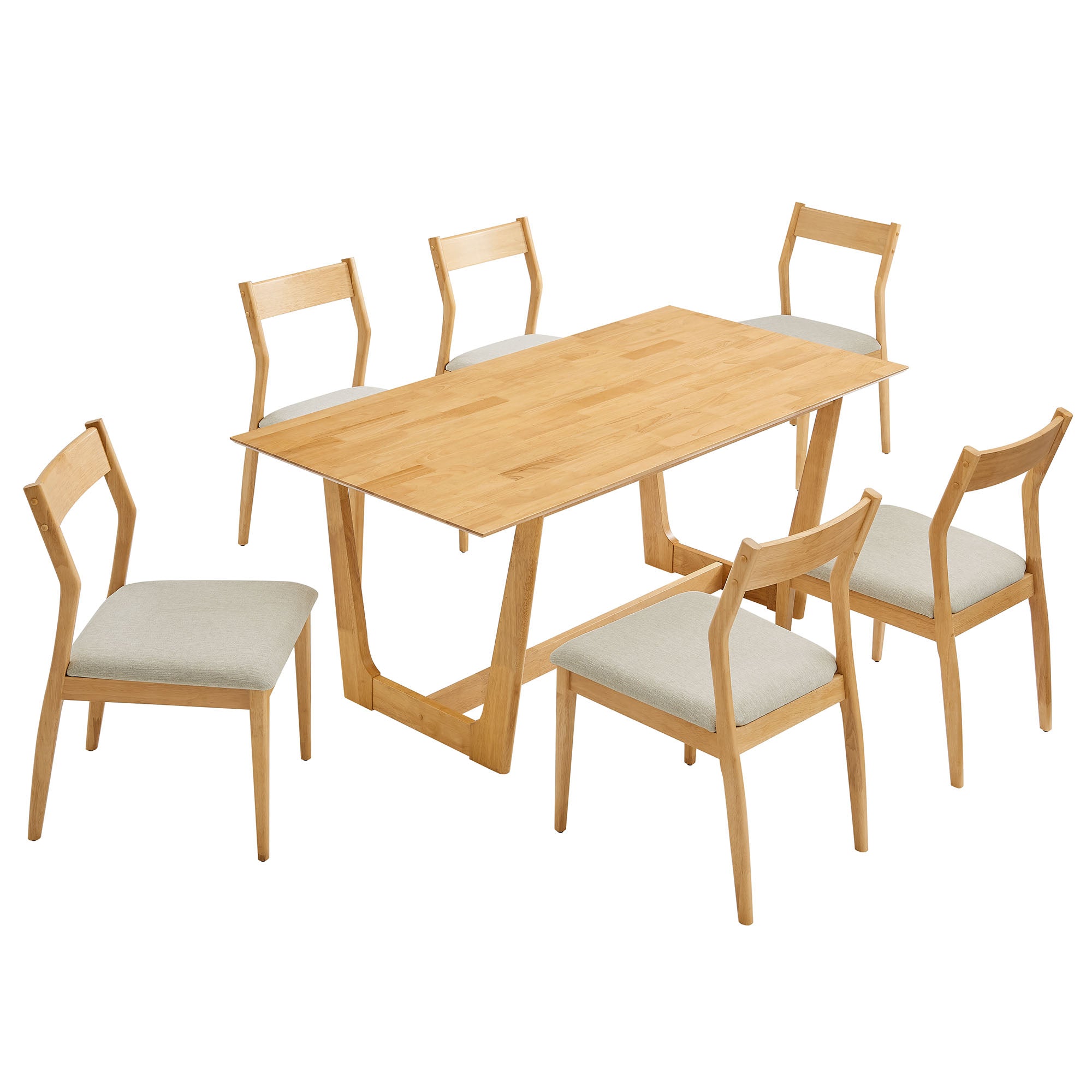 Solara 7-Piece Wood Dining Set - EEI-7079-NAT-HEB