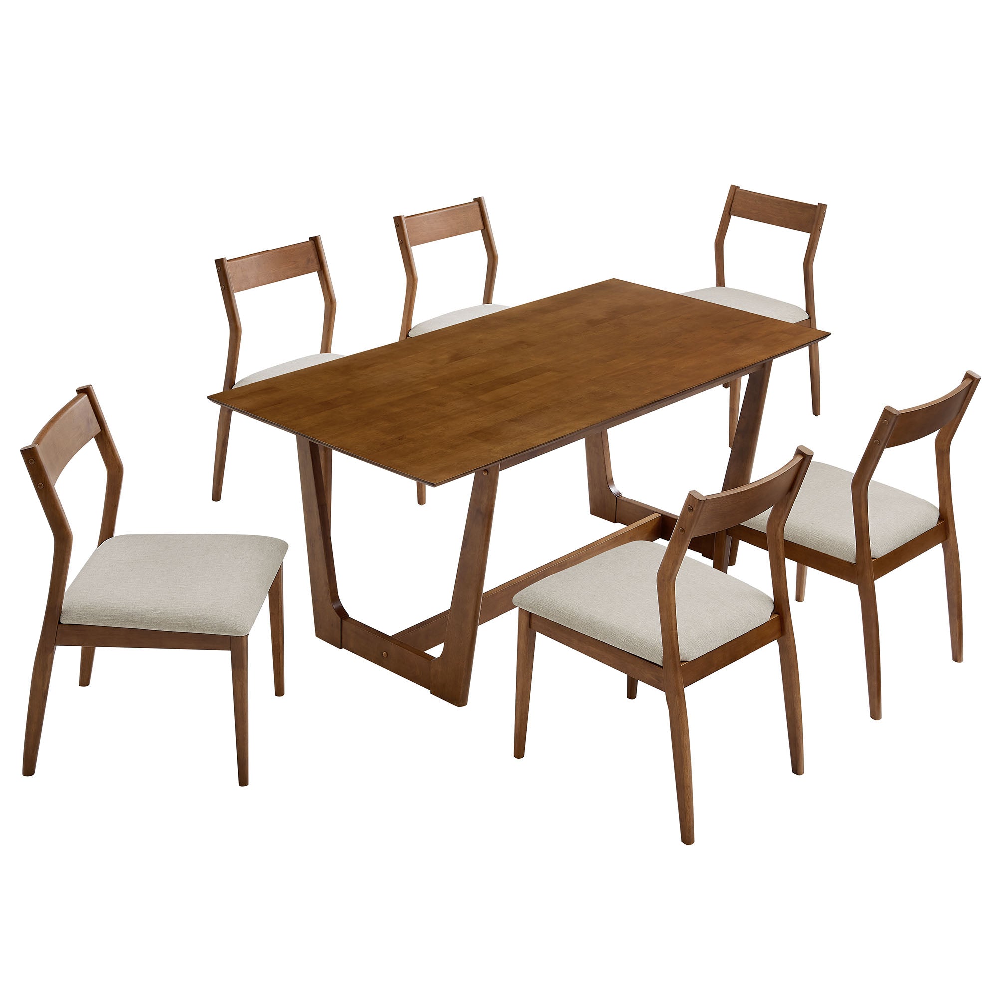 Solara 7-Piece Wood Dining Set - EEI-7079-WAL-HEB