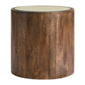 Truett Round Wood Rattan Side Table