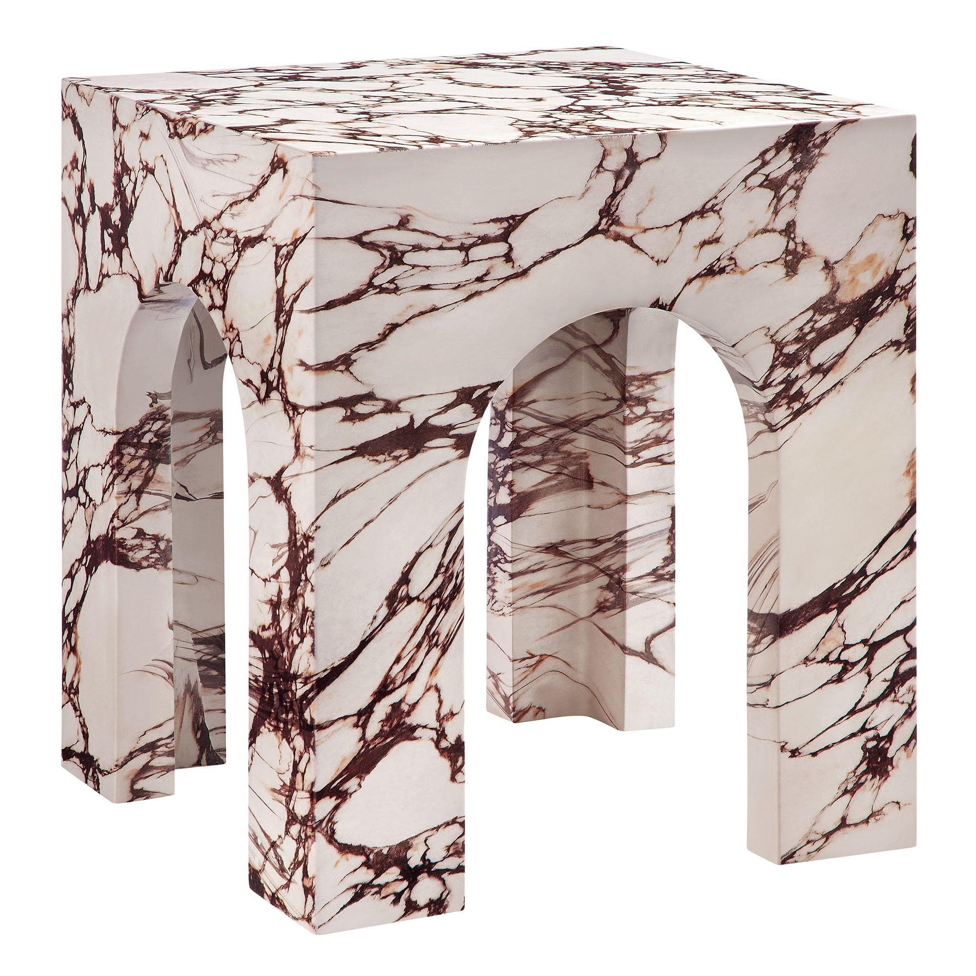 Valen Square Indoor - Outdoor Patio Arched Concrete Side Table - EEI-7098-RED