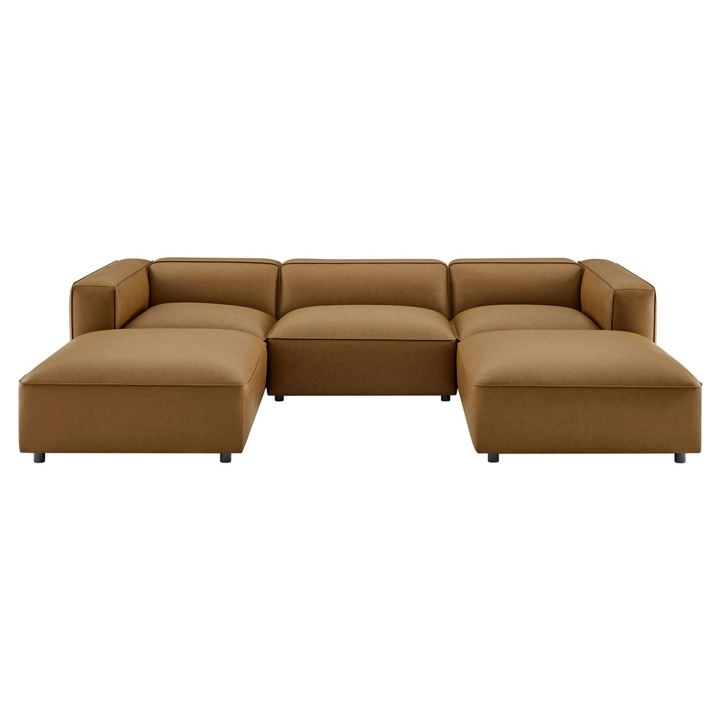 Auren 5-Piece Upholstered Vegan Leather Modular U-Shaped Sofa