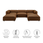 Auren 5-Piece Upholstered Vegan Leather Modular U-Shaped Sofa