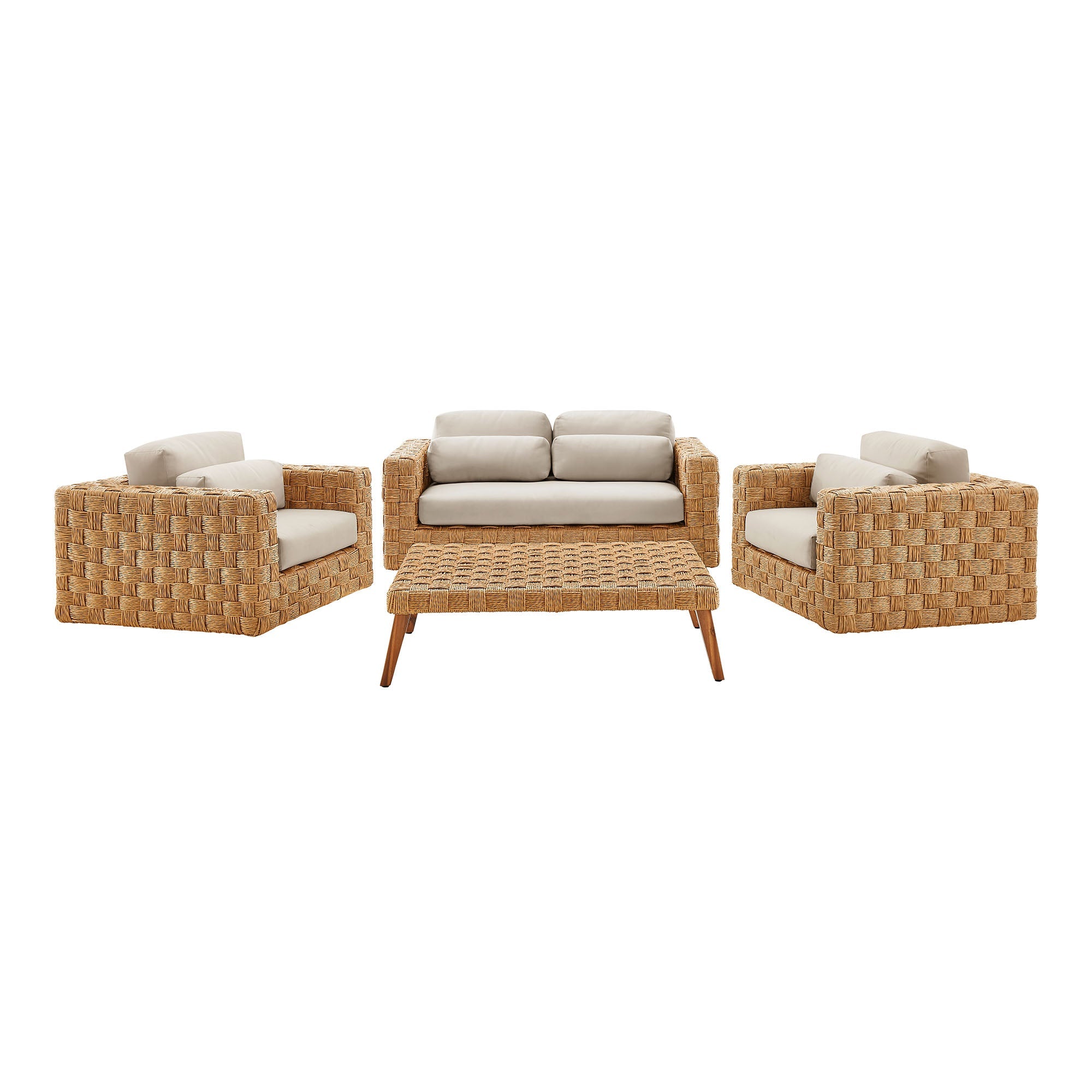 Thames  4-Piece Outdoor Patio Wicker Rattan Furniture Set