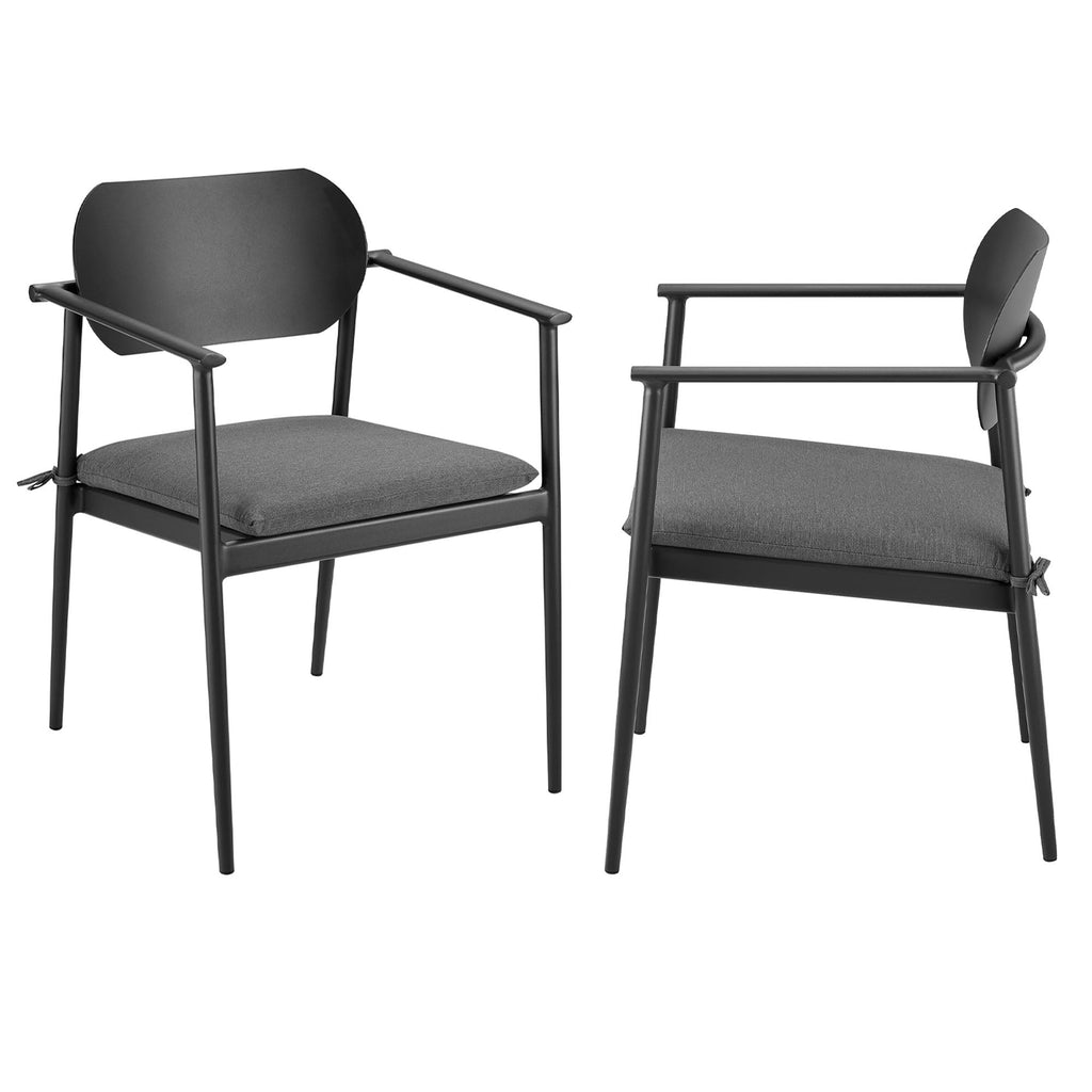 Aeris Stackable Outdoor Patio Aluminum Dining Armchair Set of 2 - EEI-7148-CHA-CHA