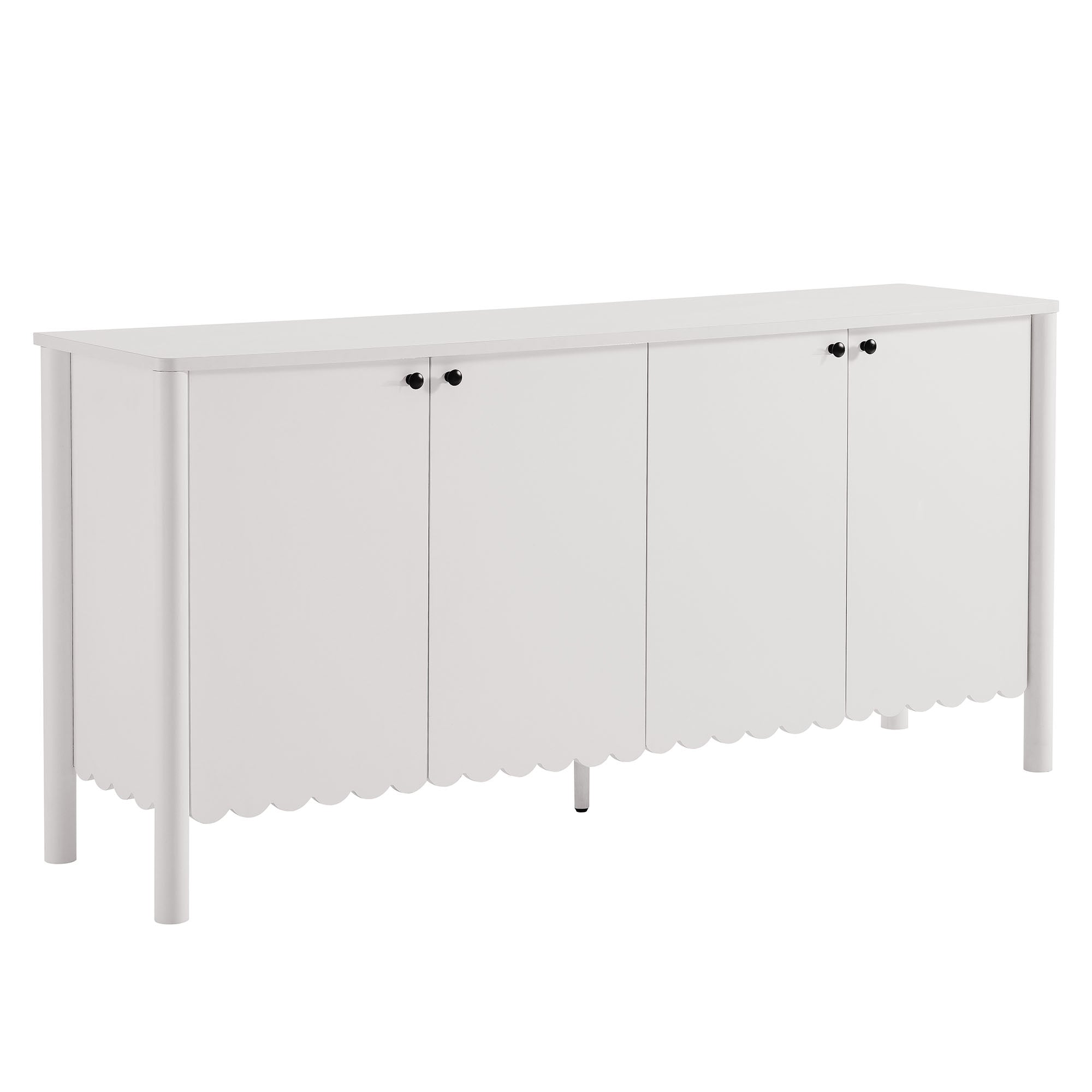 Emmeline 66" 4-Door Scalloped Sideboard Cabinet - EEI-7153-WHI