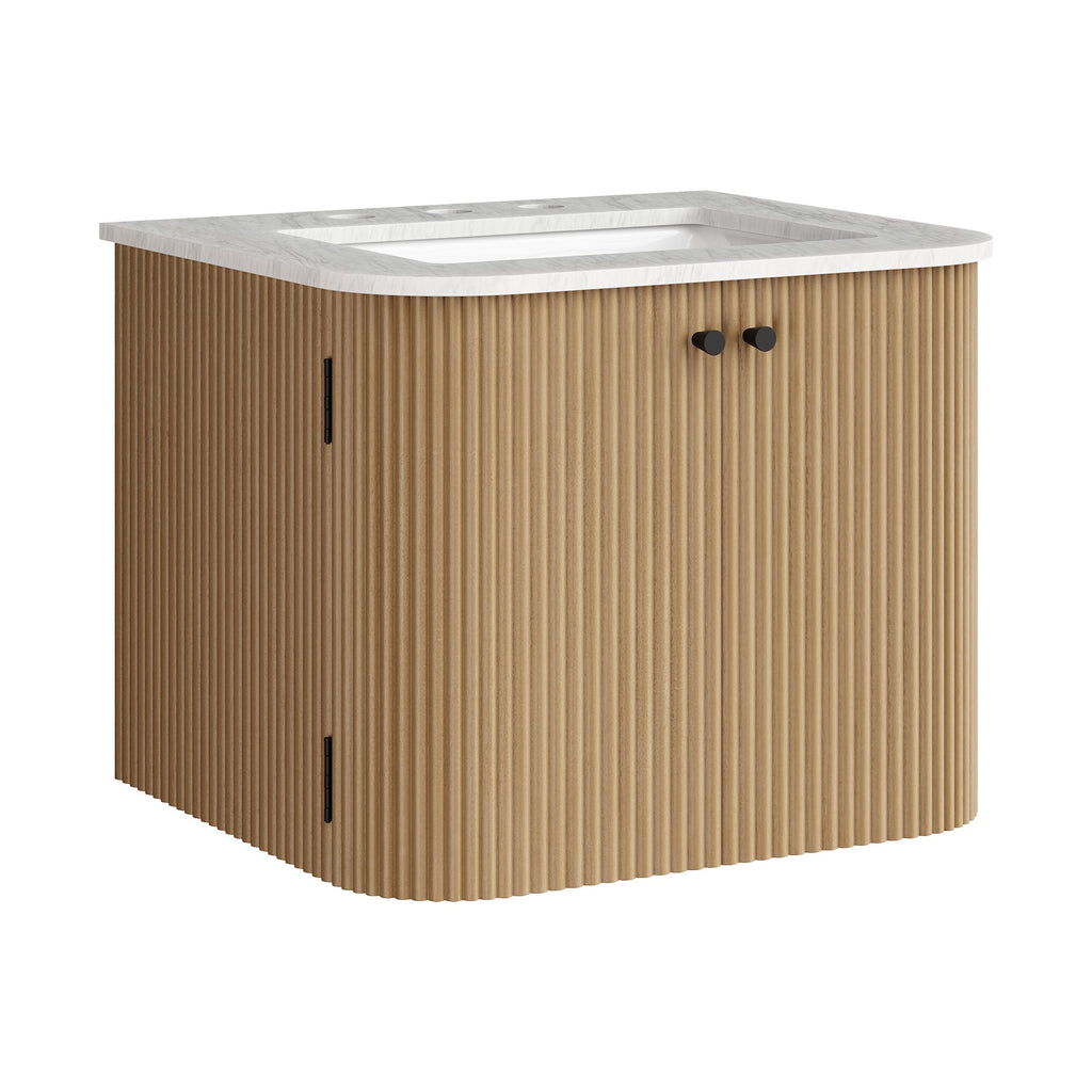 Zia Wall-Mount Bathroom Vanity with Marble Sink - EEI-7162-NAT