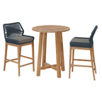 Wellspring 3-Piece Outdoor Patio Teak Wood Bar Set - EEI-7163-BLU-GPH-SET