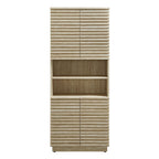 Render Tall Faux Travertine Linen Storage Cabinet