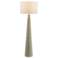 Saylor Carved Ribbed Wood Floor Lamp With Drum Shade