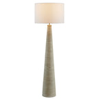Saylor Carved Ribbed Wood Floor Lamp With Drum Shade