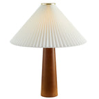 Jessica Wooden Base Table Lamp With Pleated Fabric Shade