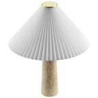 Cove Travertine Table Lamp With Pleated Shade