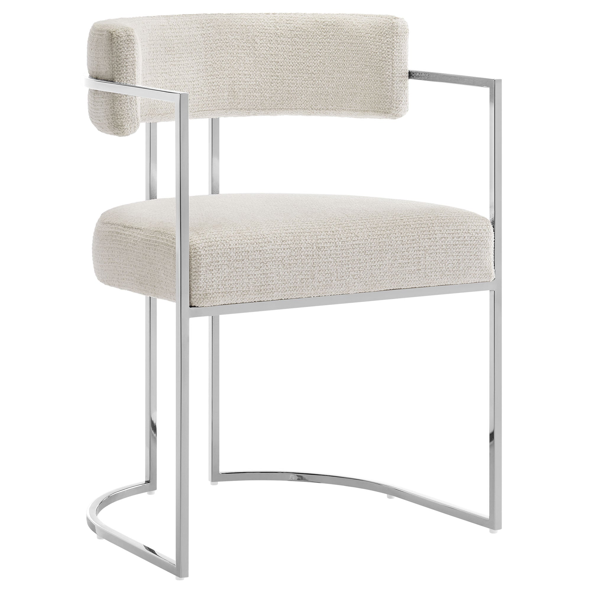 Huron Curved Back Fabric and Metal Dining Accent Chair - EEI-7228-SLV-CRE
