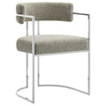 Huron Curved Back Fabric and Metal Dining Accent Chair - EEI-7228-SLV-WHE