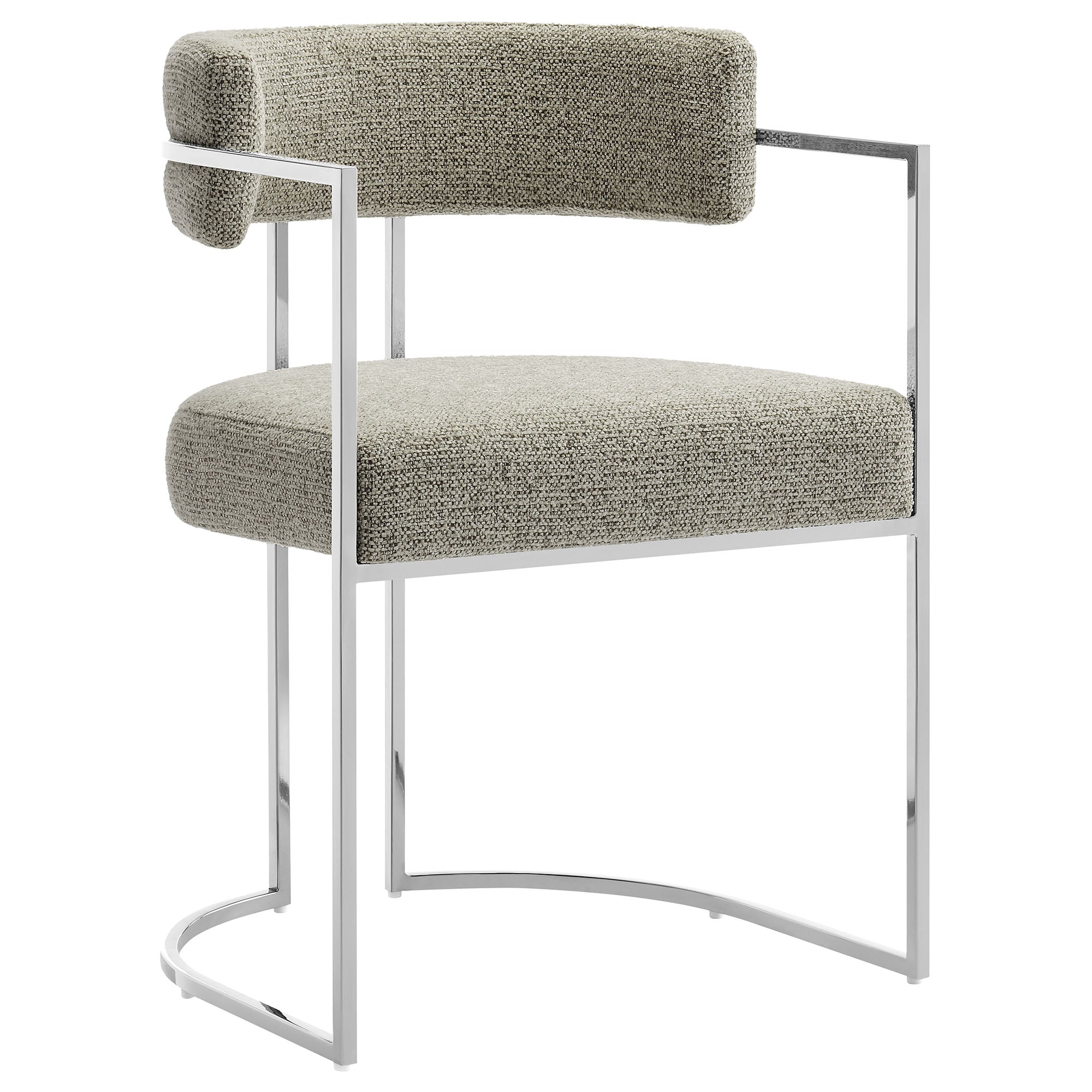 Huron Curved Back Fabric and Metal Dining Accent Chair - EEI-7228-SLV-WHE