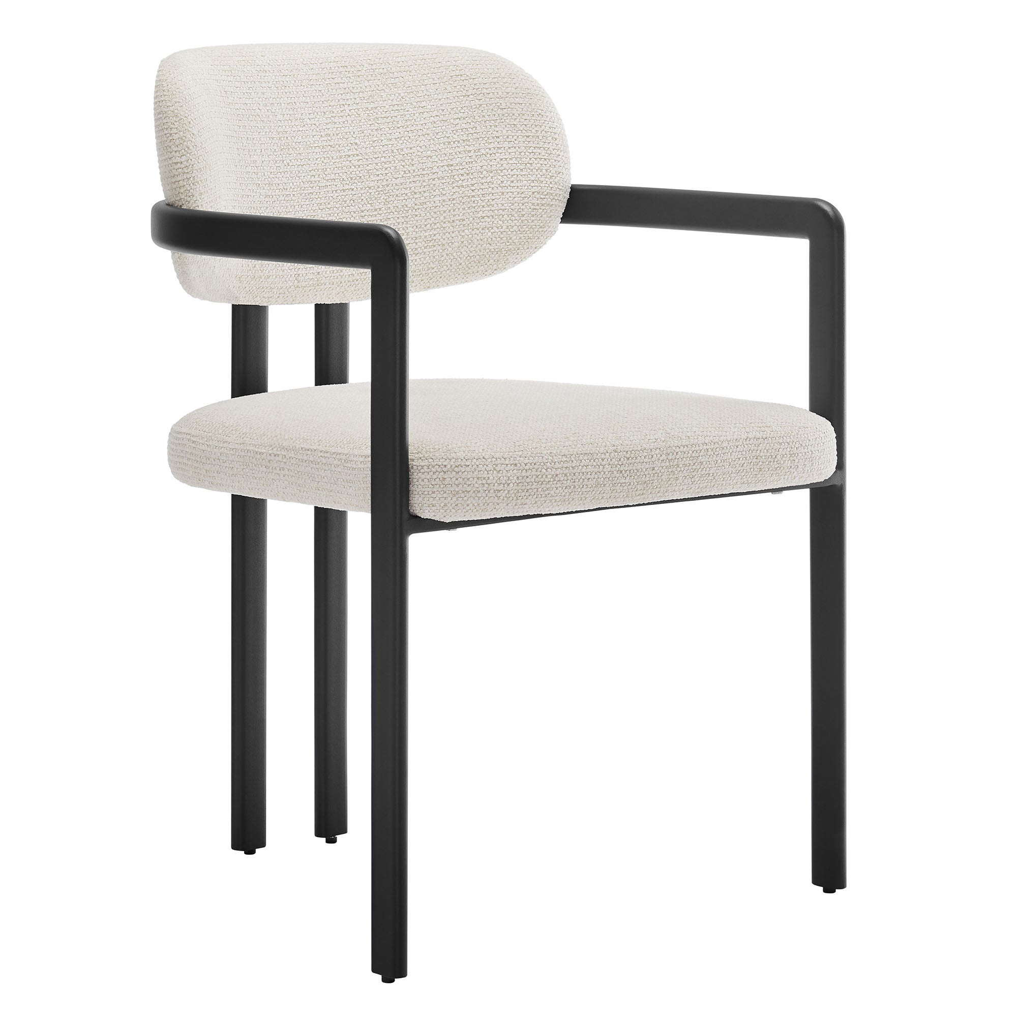 Elio Barrel Fabric and Metal Dining Chair - EEI-7229-BLK-CRE