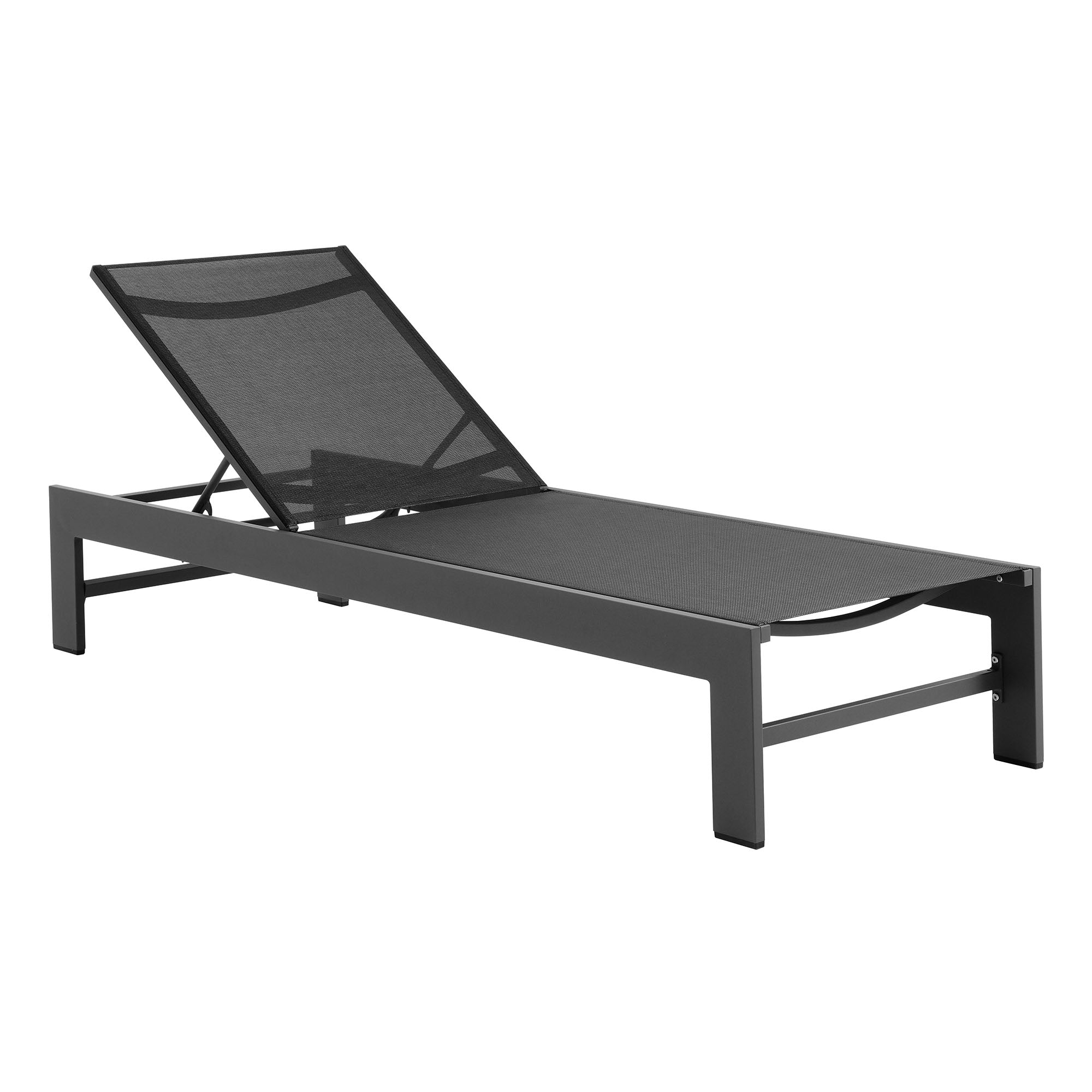 modern Outdoor Patio Mesh and Aluminum Chaise Lounge