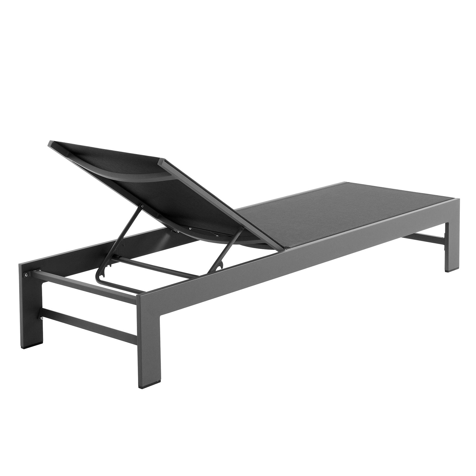 modern Outdoor Patio Mesh and Aluminum Chaise Lounge