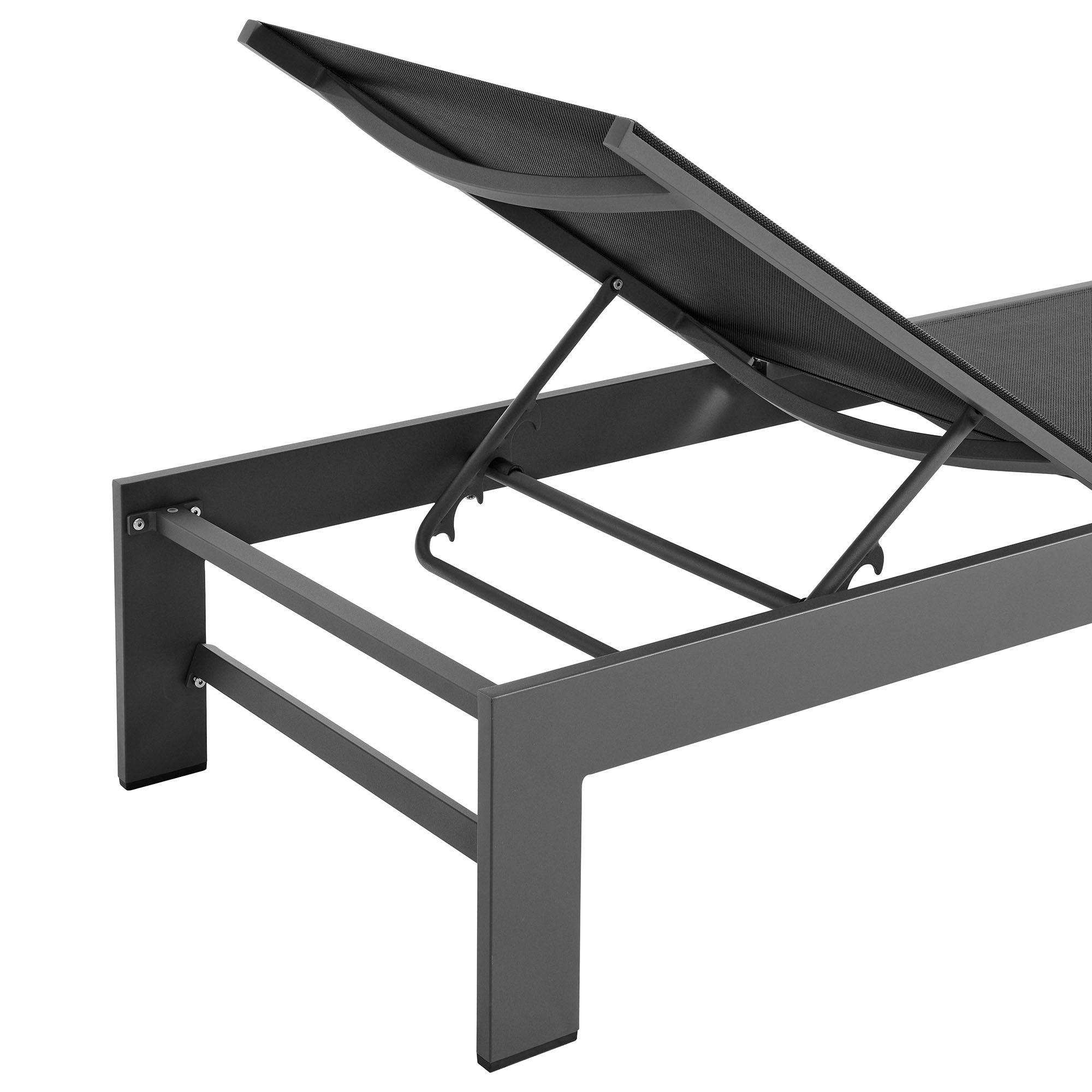 modern Outdoor Patio Mesh and Aluminum Chaise Lounge