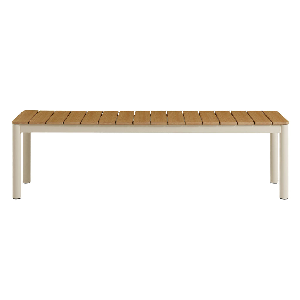 Finn Outdoor Patio Aluminum Bench with Faux Wood Top Set of 2