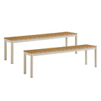 Finn Outdoor Patio Aluminum Bench with Faux Wood Top Set of 2
