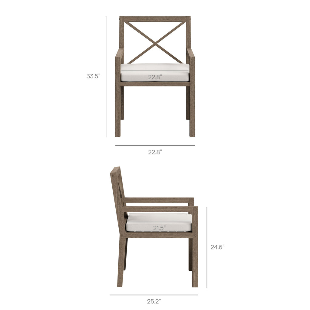 Northlake 3-Piece Outdoor Teak Wood Furniture Set with Armchair and Side Table