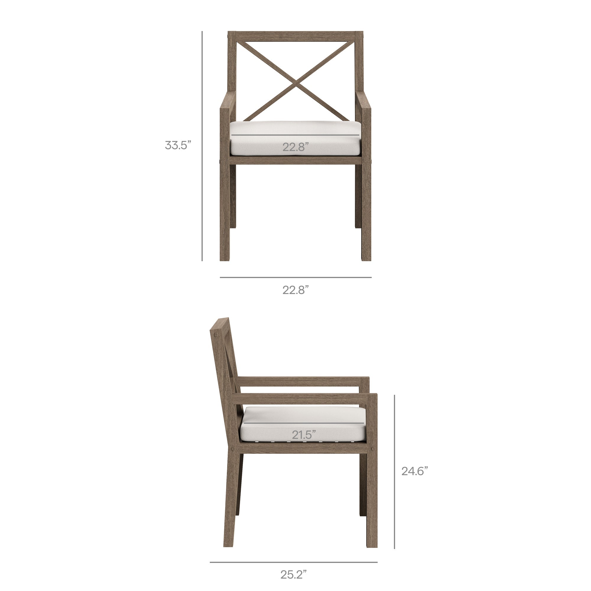 Northlake 3-Piece Outdoor Teak Wood Furniture Set with Armchair and Side Table