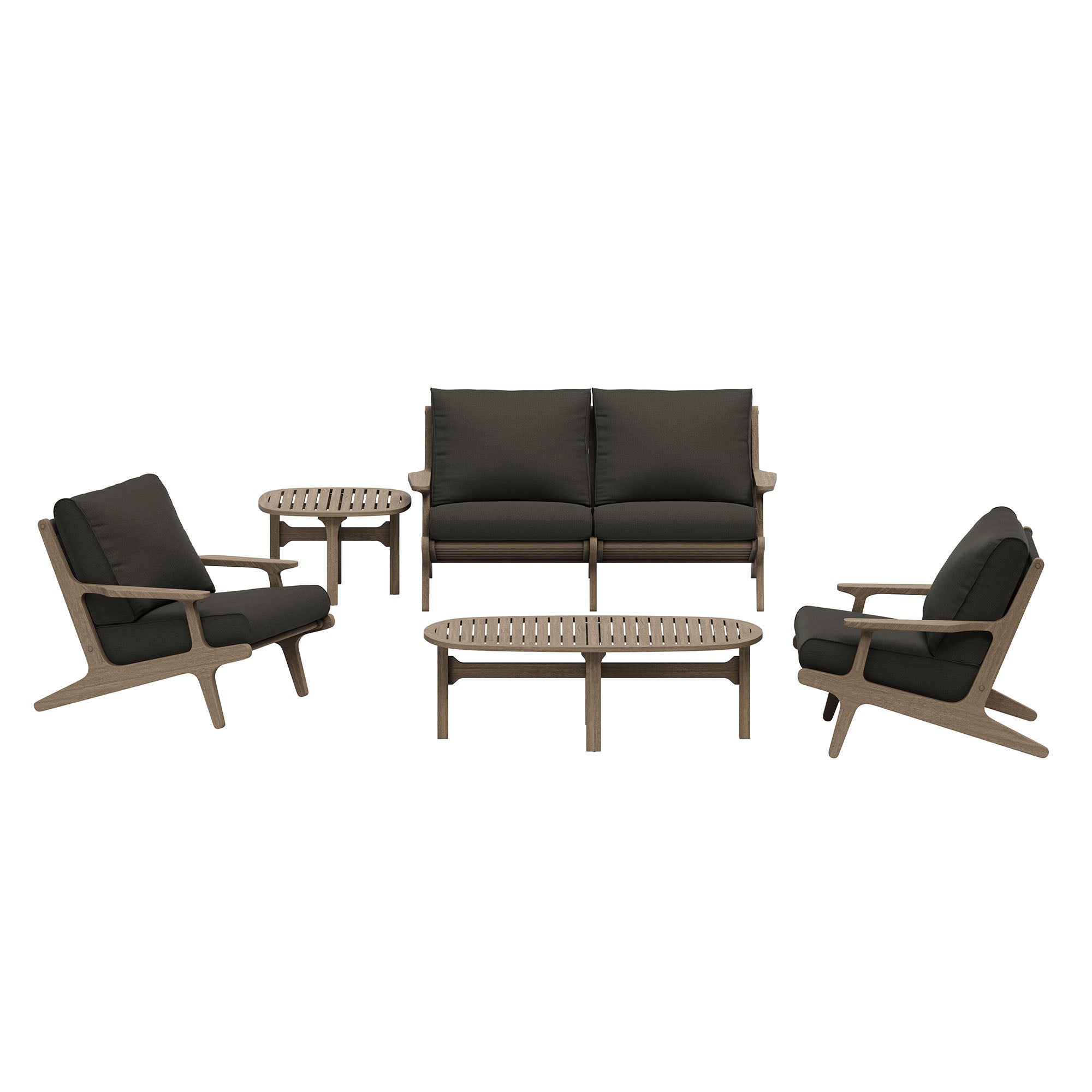 Saratoga 5-Piece Outdoor Teak Wood Furniture Set - EEI-7265-WGR-FLI