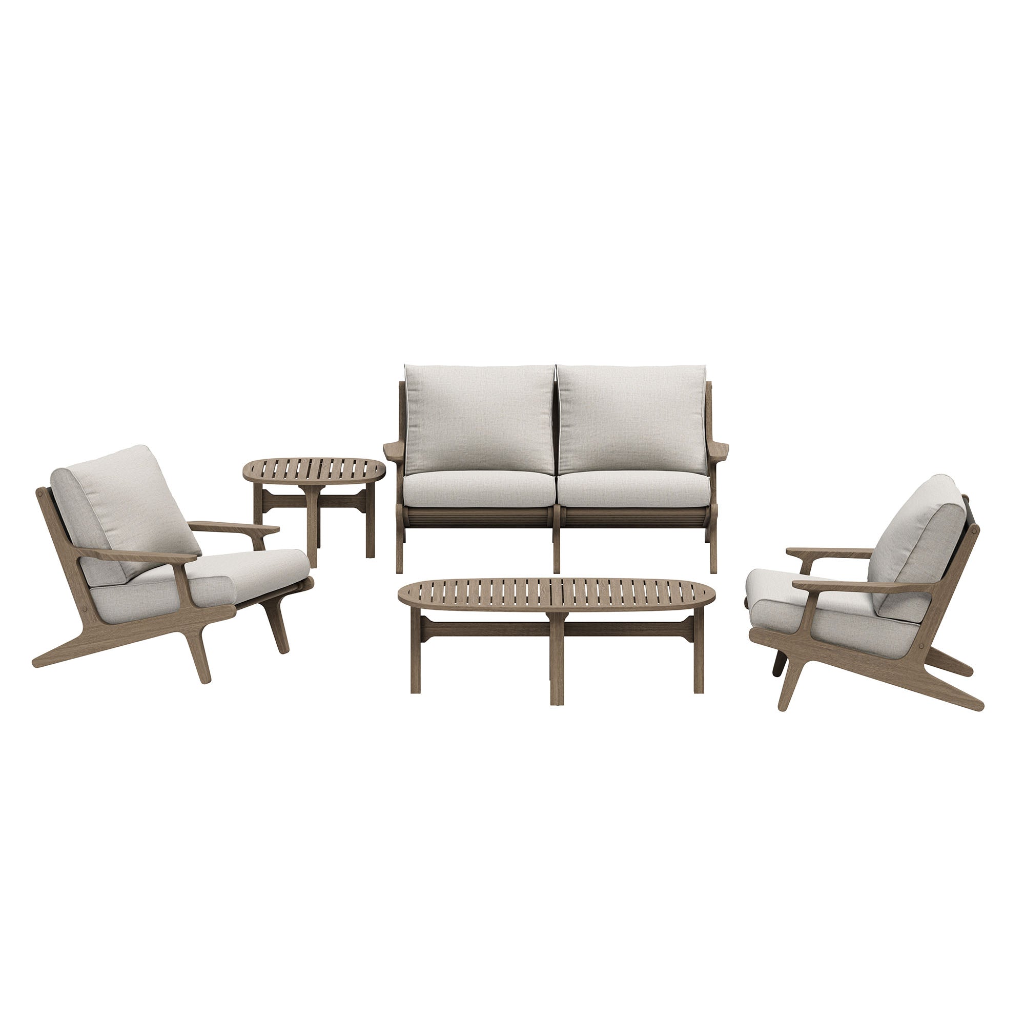 Saratoga 5-Piece Outdoor Teak Wood Furniture Set - EEI-7265-WGR-PEB