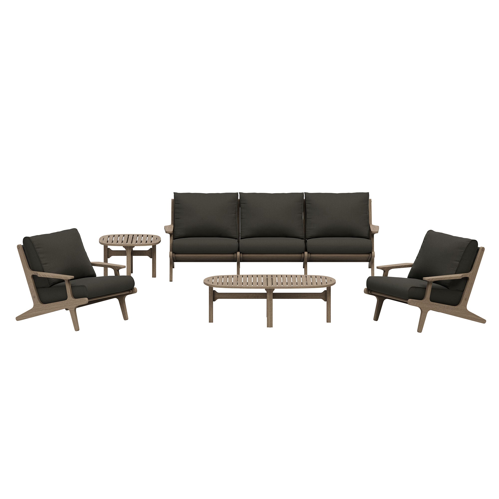 Saratoga 4-Piece Outdoor Teak Wood Furniture Set - EEI-7266-WGR-FLI
